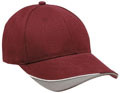 FRONT VIEW OF BASEBALL CAP MAROON/WHITE/GREY